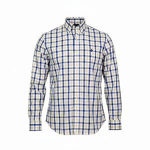 Camisa RL Masculina Custom Fit Xadrez Azul e amarelo