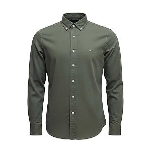 Camisa Tommy Hilfiger Masculina Regular Fit Sarja Verde militar
