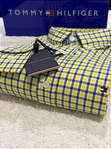 Camisa Tommy Hilfiger Masculina Regular Fit Xadrez Amarela