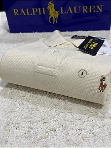 Polo RL Masculina Custom Fit Strong Cotton Coloured Off-White