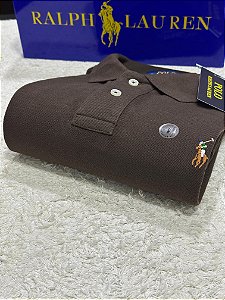 Polo RL Masculina Custom Fit Strong Cotton Coloured Marrom