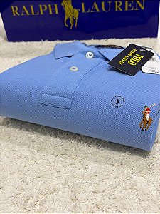 Polo RL Masculina Custom Fit Strong Cotton Coloured Azul