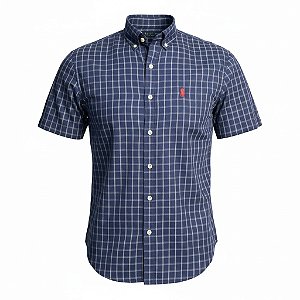 Camisa RL Masculina Manga curta Xadrez Azul Marinho