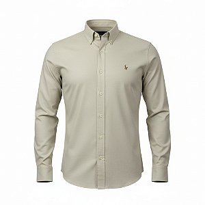 Camisa RL Masculina Custom fit Sarja Coloured Areia