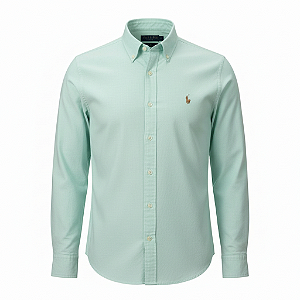 Camisa RL Masculina Custom fit Sarja Coloured Verde claro