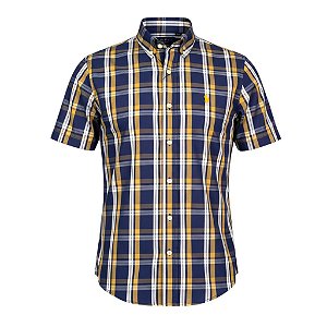 Camisa RL Masculina Manga curta Xadrez Azul e amarelo