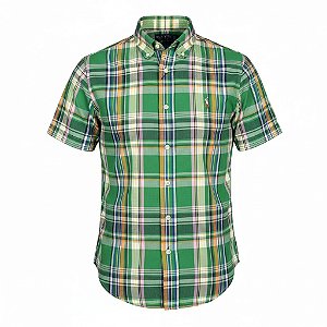Camisa RL Masculina Manga curta Xadrez Oxford Coloured Verde