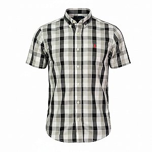 Camisa RL Masculina Manga curta Xadrez Cinza e preta