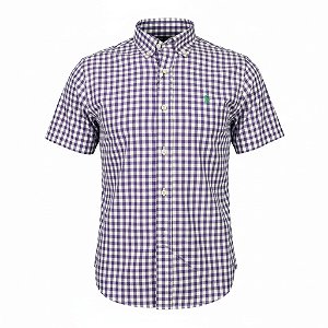 Camisa RL Masculina Manga curta Xadrez Azul Lilás