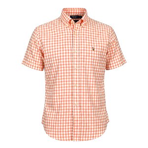 Camisa RL Masculina Manga curta Xadrez Coloured Laranja