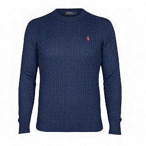 Suéter RL Masculino Crewneck Detalhado Azul marinho