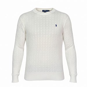 Suéter RL Masculino Crewneck Detalhado Off-White