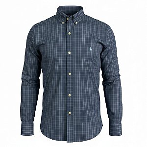 Camisa RL Masculina Custom Fit Xadrez Azul