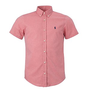 Camisa RL Masculina Manga curta Oxford Goiaba