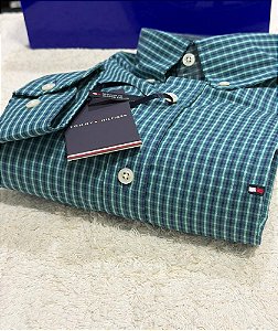 Camisa Tommy Hilfiger Masculina Regular Fit Xadrez Verde
