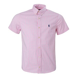 Camisa RL Masculina Manga curta Quadriculada Rosa