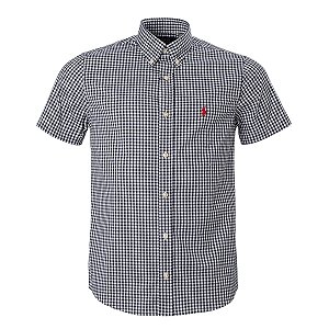 Camisa RL Masculina Manga curta Quadriculada Preta
