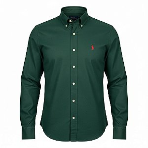 Camisa RL Masculina Custom Fit Oxford Verde