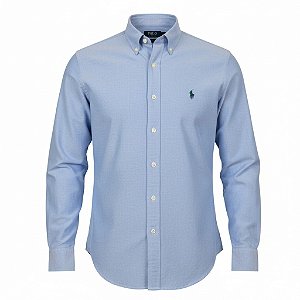 Camisa RL Masculina Custom Fit Oxford Azul claro