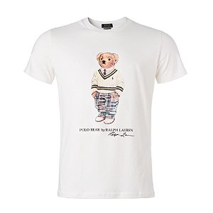 Camiseta RL Masculina Custom-Fit Bear Off-White