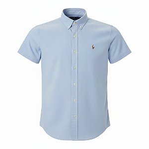 Camisa RL Masculina Manga curta Sarja Coloured Azul claro