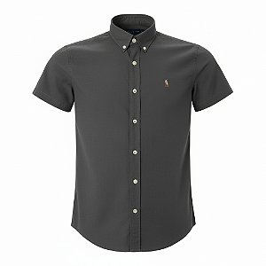Camisa RL Masculina Manga curta Sarja Coloured Chumbo