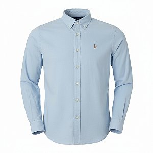 Camisa RL Masculina Custom fit Sarja Coloured Azul claro