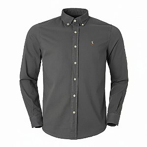 Camisa RL Masculina Custom fit Sarja Coloured Chumbo