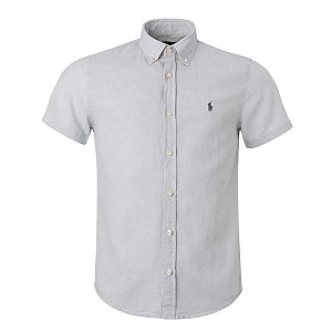 Camisa RL Masculina Manga Curta Linho Cinza