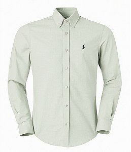 Camisa RL Masculina Custom fit Oxford Verde mescla
