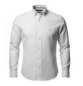 Camisa Tommy Hilfiger Masculina Regular Fit Linho Branca