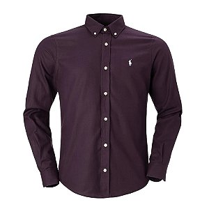 Camisa RL Masculina Custom fit Oxford Bordô