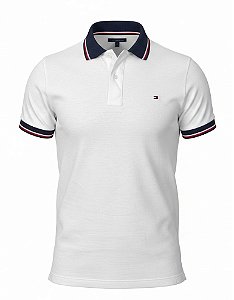 Polo Tommy Hilfiger Masculina Regular Details Branca