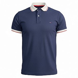Polo Tommy Hilfiger Masculina Regular Details Azul marinho