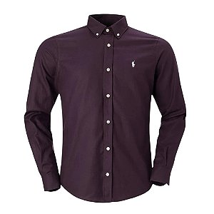 Camisa RL Masculina Custom Fit Oxford Marsala