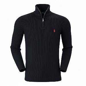 Suéter RL Masculino Collar Zíper Preto