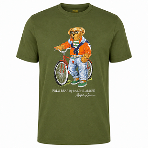 Camiseta RL Masculina Custom-Fit Bear Bike Verde