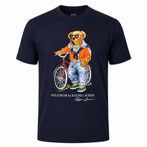 Camiseta RL Masculina Custom-Fit Bear Bike Azul marinho