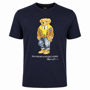 Camiseta RL Masculina Custom-Fit Bear Preppy Azul marinho