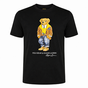 Camiseta RL Masculina Custom-Fit Bear Preppy Preta