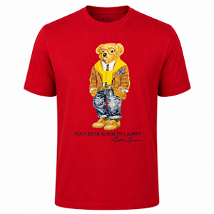 Camiseta RL Masculina Custom-Fit Bear Preppy Vermelha