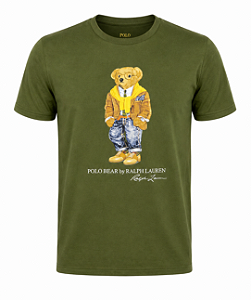 Camiseta RL Masculina Custom-Fit Bear Preppy Verde