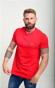 Camiseta Lacoste Basic Croc Bordado Vermelha