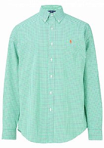 Camisa Ralph Lauren Masculina Custom Fit Quadriculada Verde