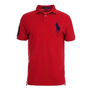 Camisa Polo Ralph Lauren Custom-Fit Big Pony Vermelha
