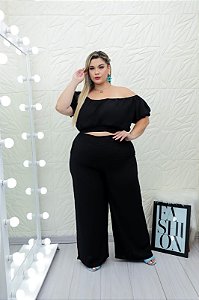 CONJUNTO CROPPED E PANTALONA VISCOLINHO