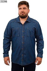 CAMISA JEANS MASCULINA MANGA CUMPRIDA