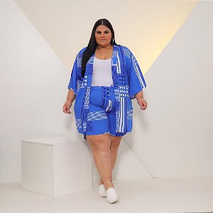 CONJUNTO KIMONO E SHORTS PLUS SIZE