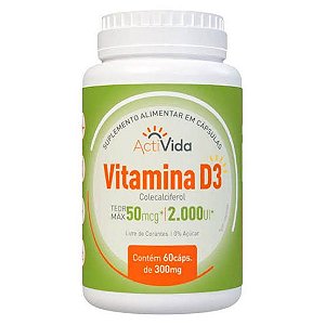 Vitamina D3 2000UI  60 Cápsulas  - ActiVida