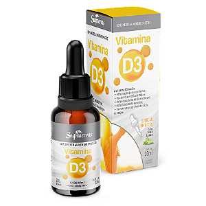 Vitamina D3 8000 UI 30ml - Colecalciferol Sabor Limão 30ml - Supraervas